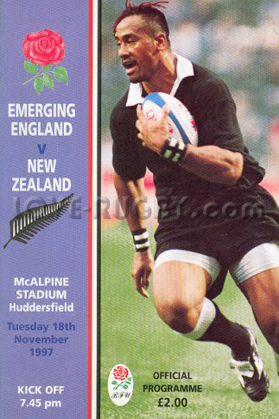 1997 Emerging England v New Zealand  Rugby Programme